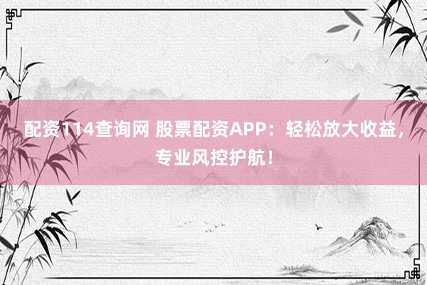 配资114查询网 股票配资APP：轻松放大收益，专业风控护航！