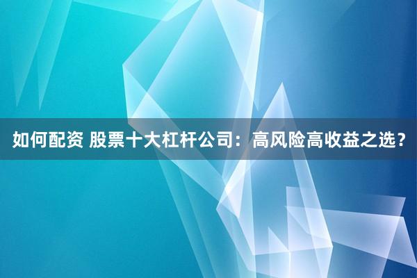 如何配资 股票十大杠杆公司：高风险高收益之选？