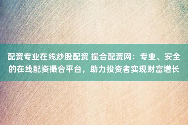 配资专业在线炒股配资 撮合配资网：专业、安全的在线配资撮合平台，助力投资者实现财富增长