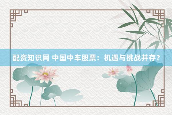 配资知识网 中国中车股票：机遇与挑战并存？