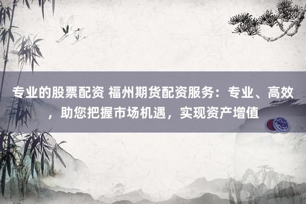专业的股票配资 福州期货配资服务：专业、高效，助您把握市场机遇，实现资产增值