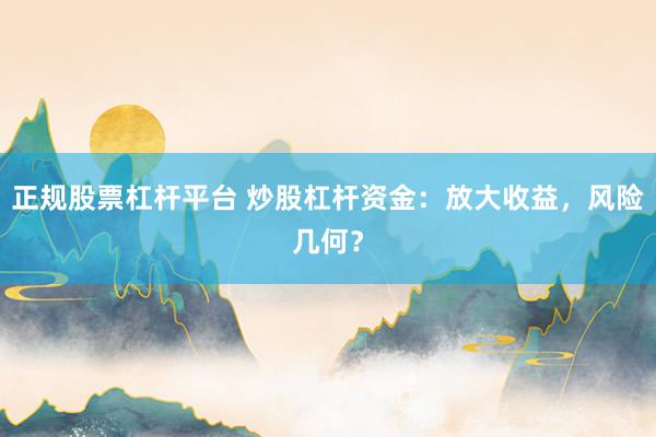 正规股票杠杆平台 炒股杠杆资金：放大收益，风险几何？