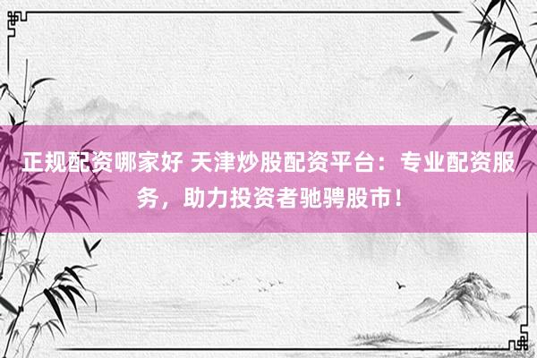 正规配资哪家好 天津炒股配资平台：专业配资服务，助力投资者驰骋股市！