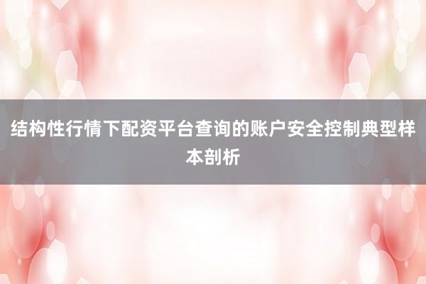 结构性行情下配资平台查询的账户安全控制典型样本剖析