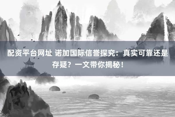 配资平台网址 诺加国际信誉探究：真实可靠还是存疑？一文带你揭秘！