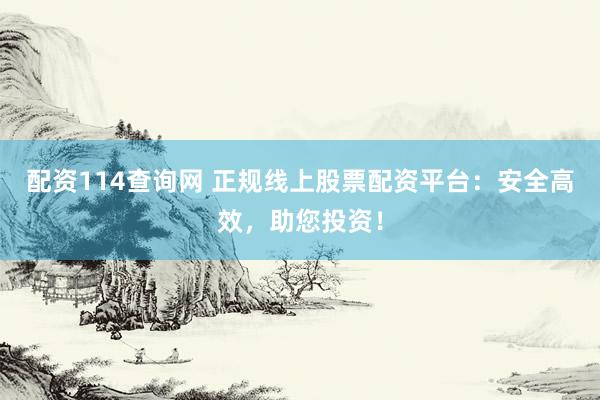 配资114查询网 正规线上股票配资平台：安全高效，助您投资！